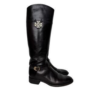 Tory Burch Eloise Riding Boots Dark Brown Leather Women’s 8M
